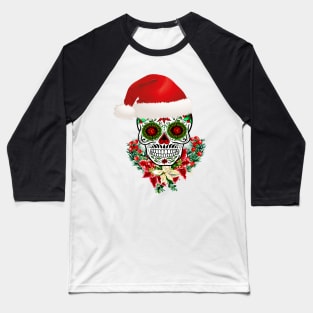 Christmas Day Of The Dead Sugar Skull Santa Hat Baseball T-Shirt